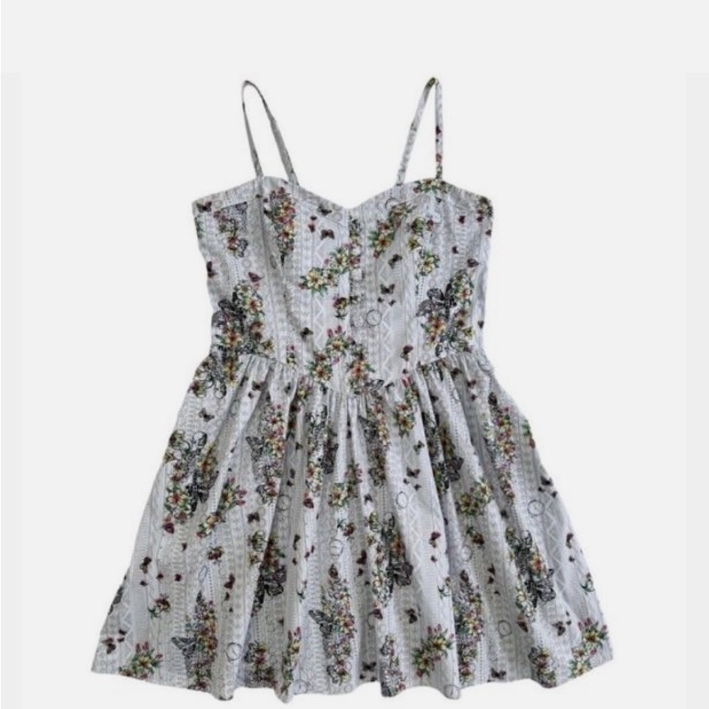 Hell Bunny Elaine Dress Skull Floral Butterfly Goth Empire Waist